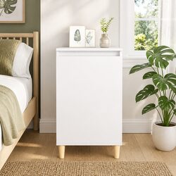 Bedside Cabinet White 40x35x70cm Engineered Wood Nightstand Storage 2 Door