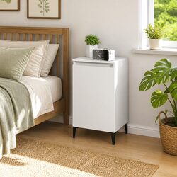 Bedside Cabinet White 40x35x70cm Engineered Wood Nightstand Storage Unit