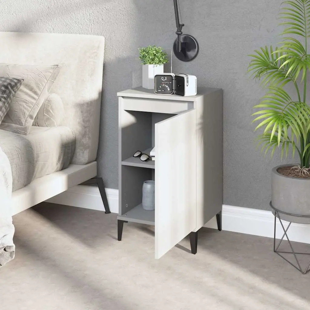 Bedside Cabinets 2 pcs White Nightstands Engineered Wood with Door