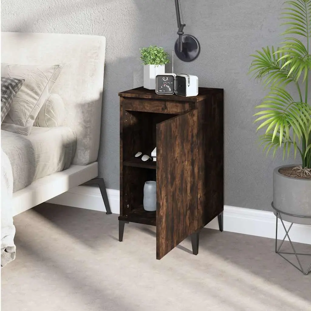 Bedside Cabinet with Door Storage Compartment 40x35x70cm Smoked Oak