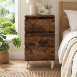 Bedside Cabinet 40x35x70cm Brown 3 Drawer Nightstand Storage Bedroom Furniture
