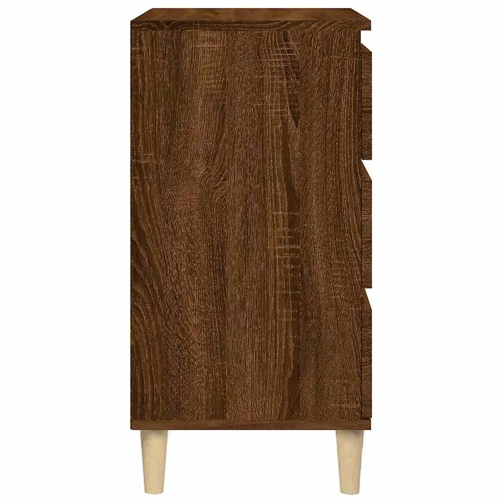 Bedside Cabinet 3 Drawer Organiser 40x35x70 cm Brown Oak