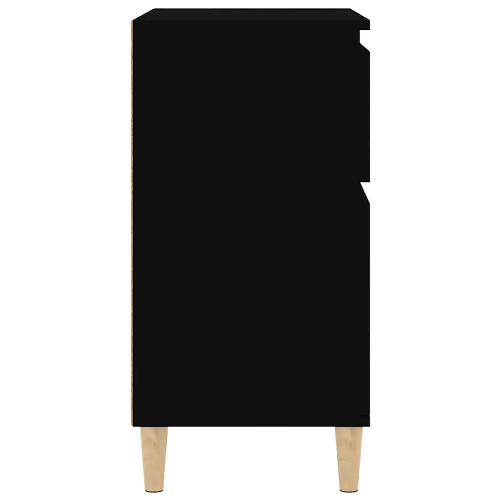Sideboard Black Engineered Wood 60x35x70 cm Storage Cabinet with 2 Drawers and 2 Doors