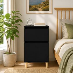 Bedside Cabinet Black Nightstand Storage Organizer Bedroom Furniture 40x35x70cm