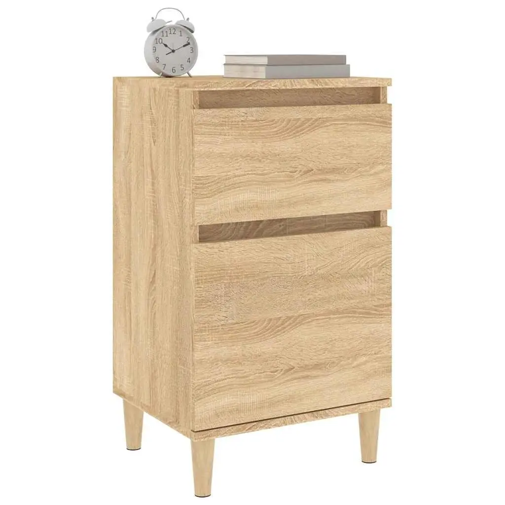 Bedside Table Cabinet Brown Storage Nightstand Engineered Wood 40 x 35 x 70 cm