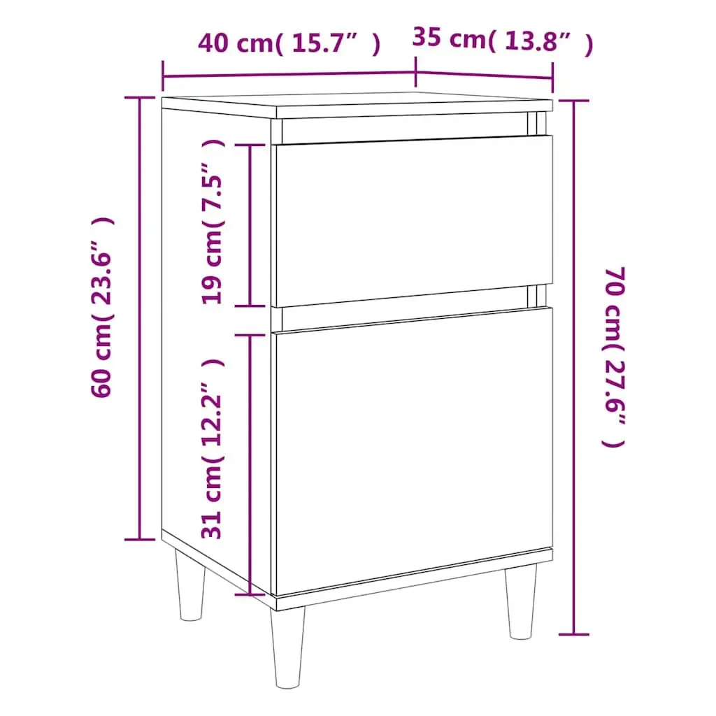 Bedside Cabinet Engineered Wood Storage Table 40x35x70 cm Brown