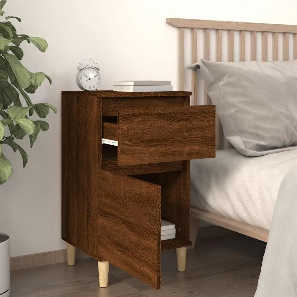 Bedside Table Brown Oak Storage Nightstand 40x35x70cm Engineered Wood Furniture