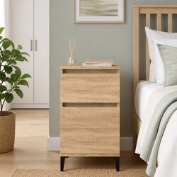 Bedside Cabinet Brown Bedside Table Nightstand Storage Drawer Bedroom Furniture