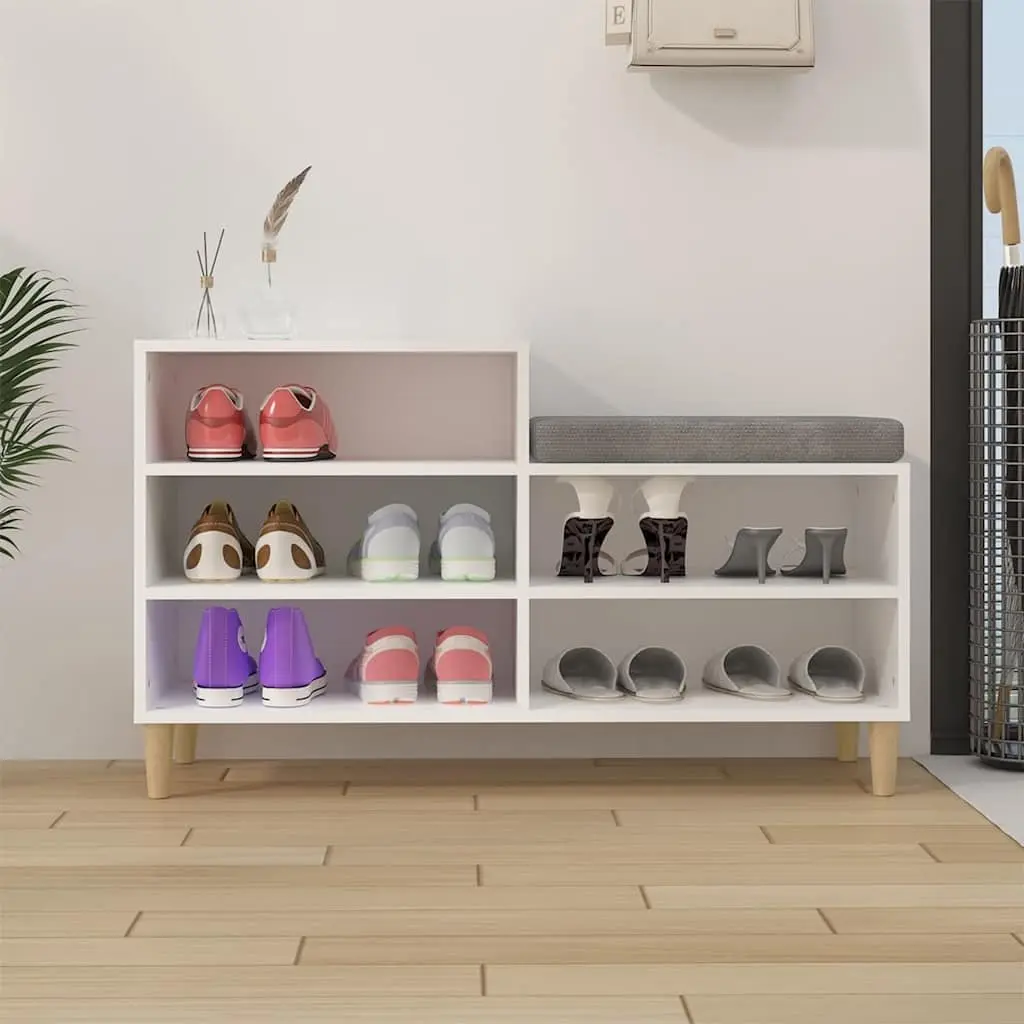 Shoe Cabinet Engineered Wood 102x36x60cm White Storage Organiser 5 Compartments