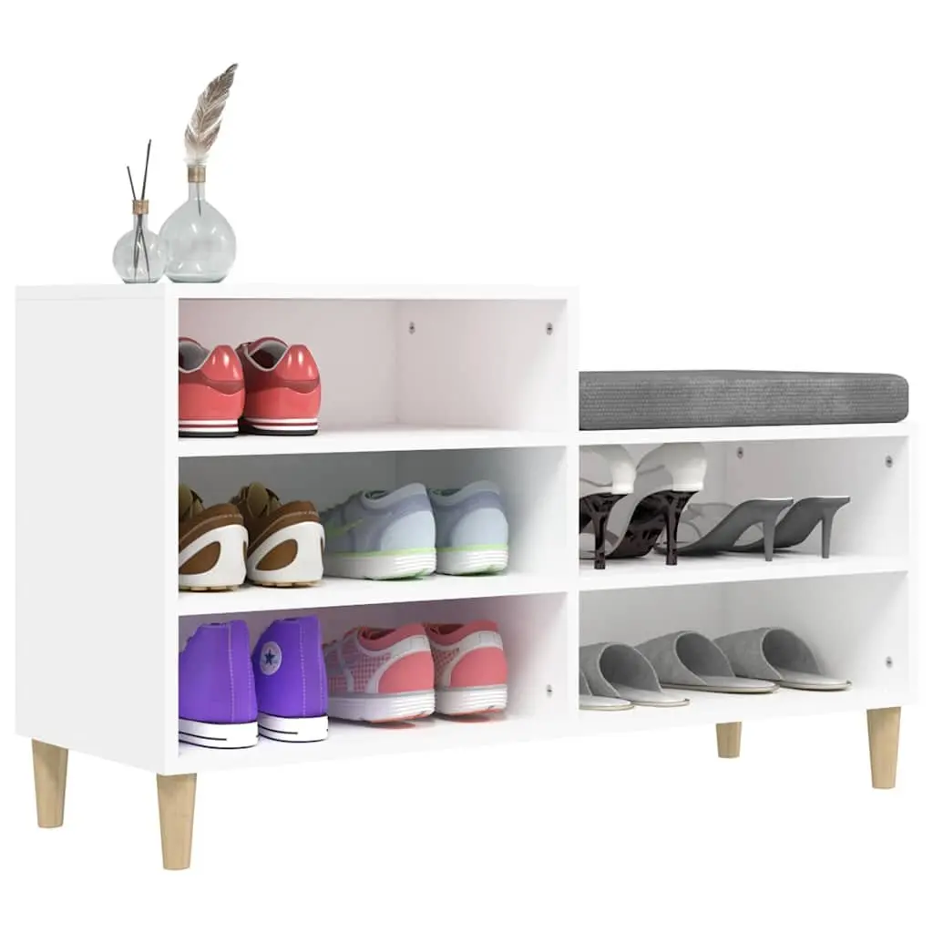 Shoe Cabinet Engineered Wood 102x36x60cm White Storage Organiser 5 Compartments