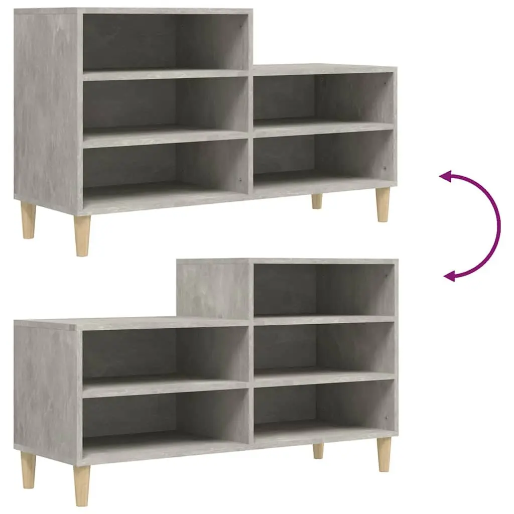Shoe Cabinet Grey Engineered Wood Storage Organiser 5 Compartments Wooden Legs