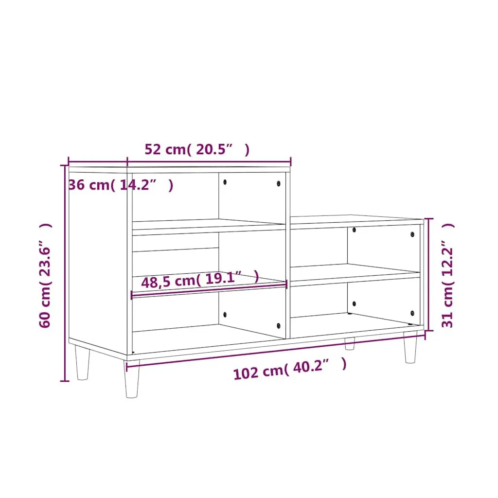 Shoe Cabinet 5 Compartments Brown Engineered Wood Storage Organiser