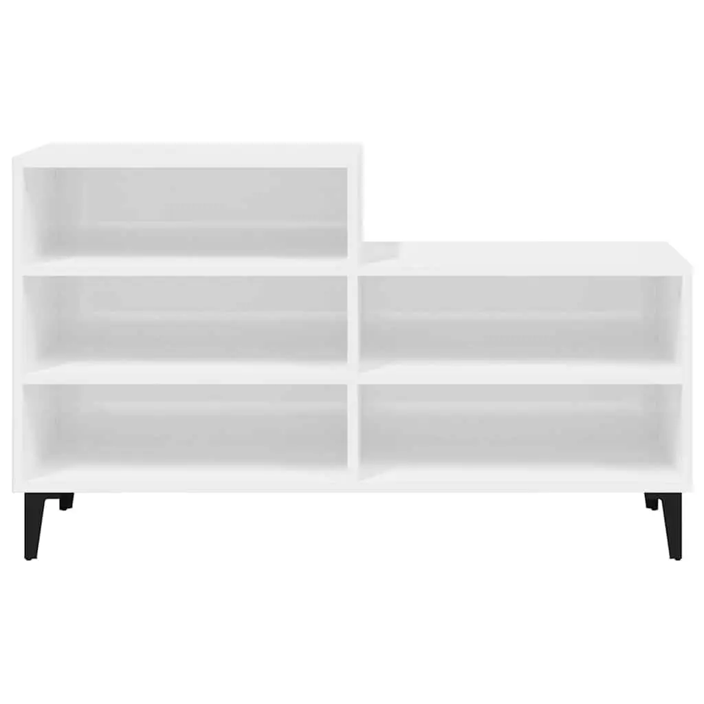 Shoe Cabinet White High Gloss 5 Shelves Engineered Wood Storage Organiser Unit