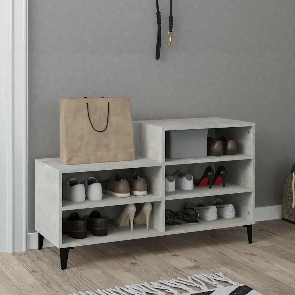 Shoe Cabinet Engineered Wood 102x36x60cm Grey 5 Shelves Storage Rack Organiser