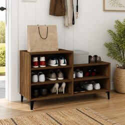 Shoe Cabinet Brown Oak 102x36x60cm Storage Rack 5 Shelves Engineered Wood