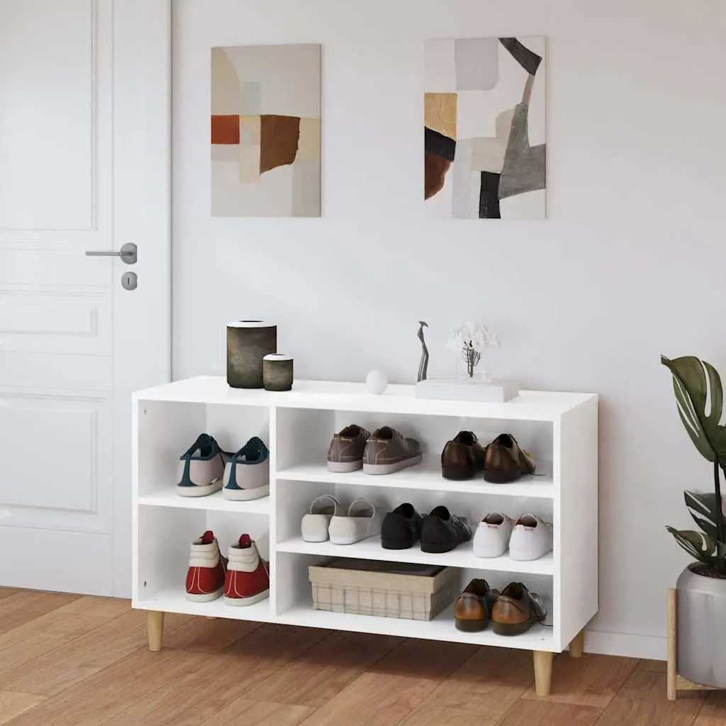 Shoe Cabinet Storage Organiser High Gloss White Engineered Wood 102W x 36D x 60H cm