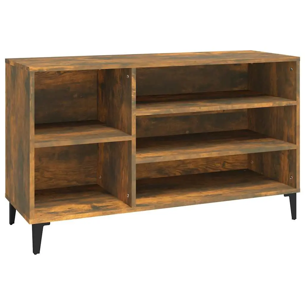 Shoe Cabinet Brown Engineered Wood Storage Organiser Multiple Compartments