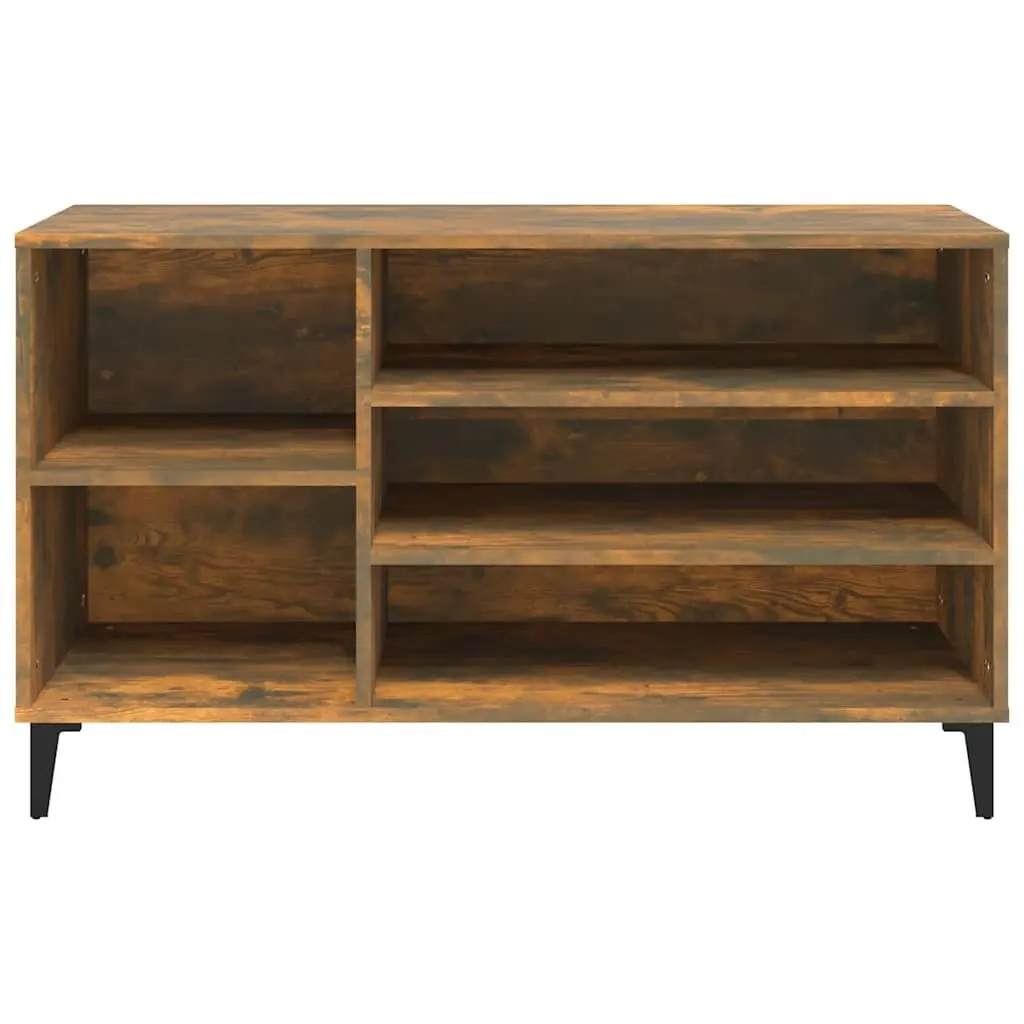 Shoe Cabinet Brown Engineered Wood Storage Organiser Multiple Compartments