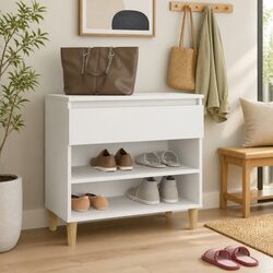 Shoe Cabinet White Engineered Wood 70x36x60 cm Storage Organiser Hall Furniture