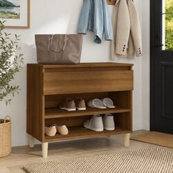 Shoe Cabinet Brown Oak 70x36x60 cm Storage Organiser Engineered Wood 2