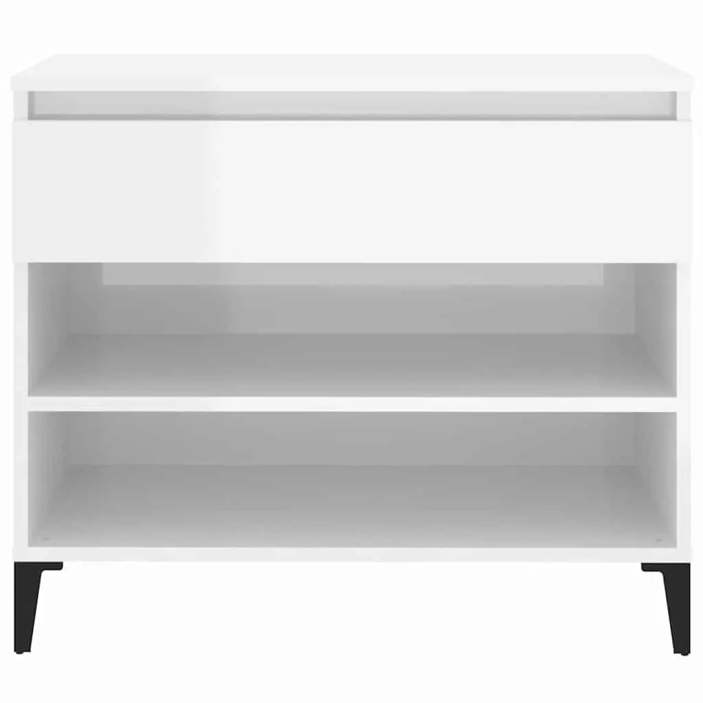 Shoe Cabinet High Gloss White Engineered Wood 70x36x60cm