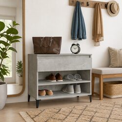 Shoe Cabinet Storage Organiser Grey Engineered Wood Hall Wardrobe Rack Unit