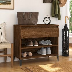 Shoe Cabinet Storage Organiser Brown Engineered Wood Hallway Furniture