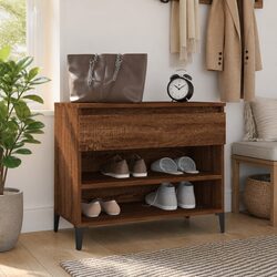 Shoe Cabinet Brown Oak 70x36x60 cm Storage Organiser Engineered Wood 2