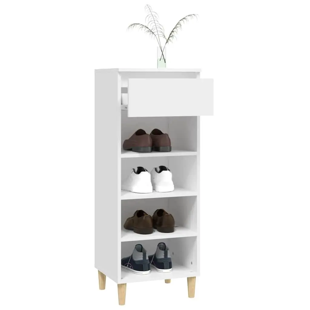 Shoe Cabinet Storage Organiser Engineered Wood 40x36x105cm White 4 Shelf Drawer