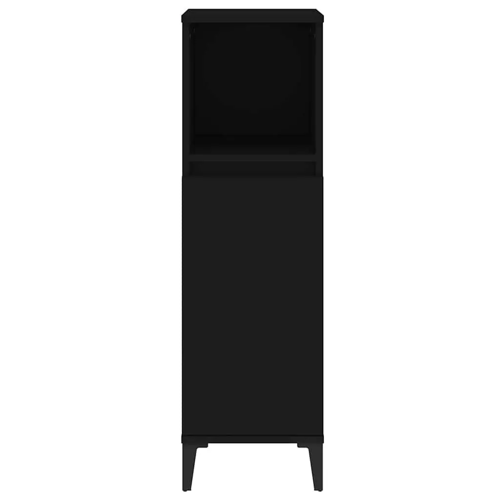 Bathroom Vanity Cabinet Black Engineered Wood Storage Unit 30x30x100cm