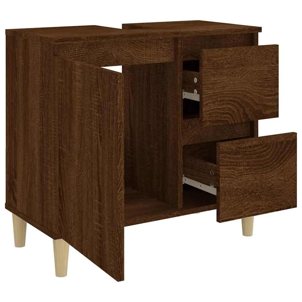 Bathroom Cabinet Engineered Wood Brown 65x33x60cm Storage Cupboard