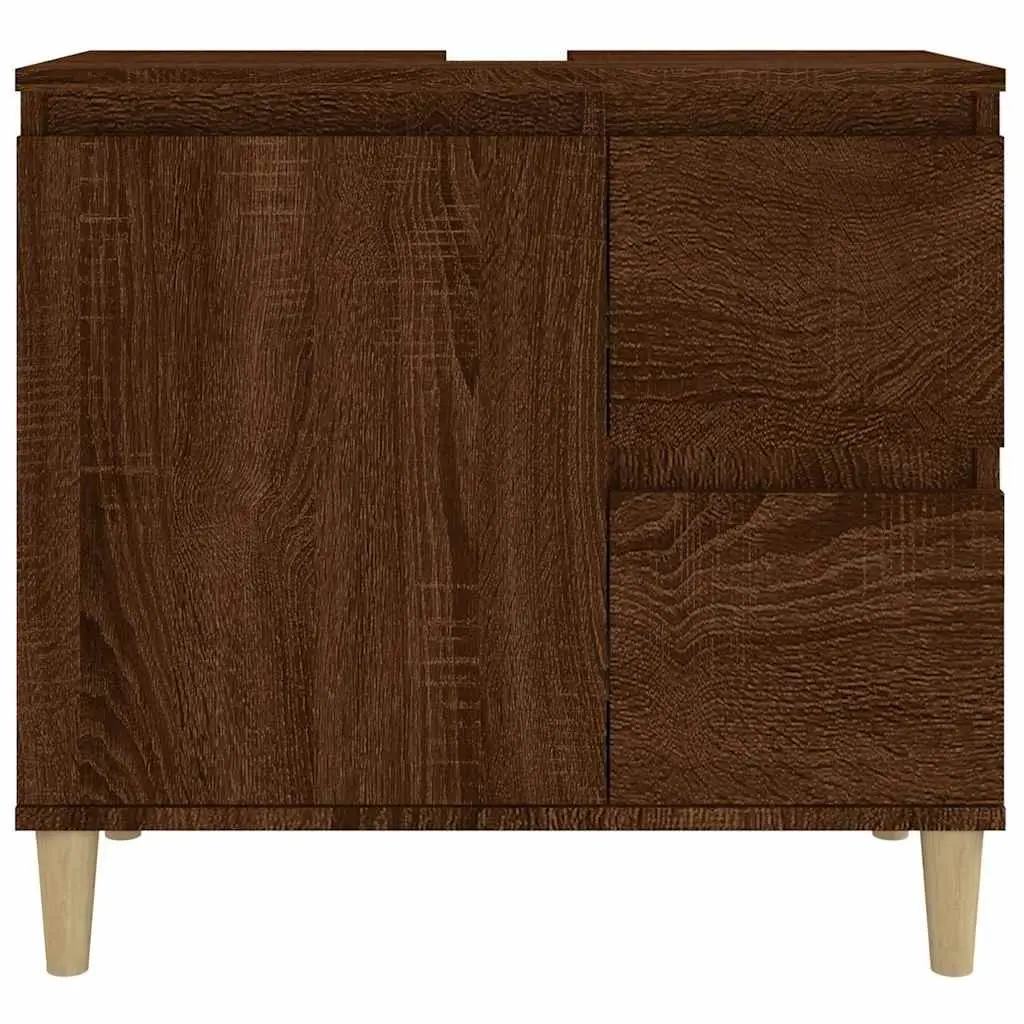 Bathroom Cabinet Engineered Wood Brown 65x33x60cm Storage Cupboard