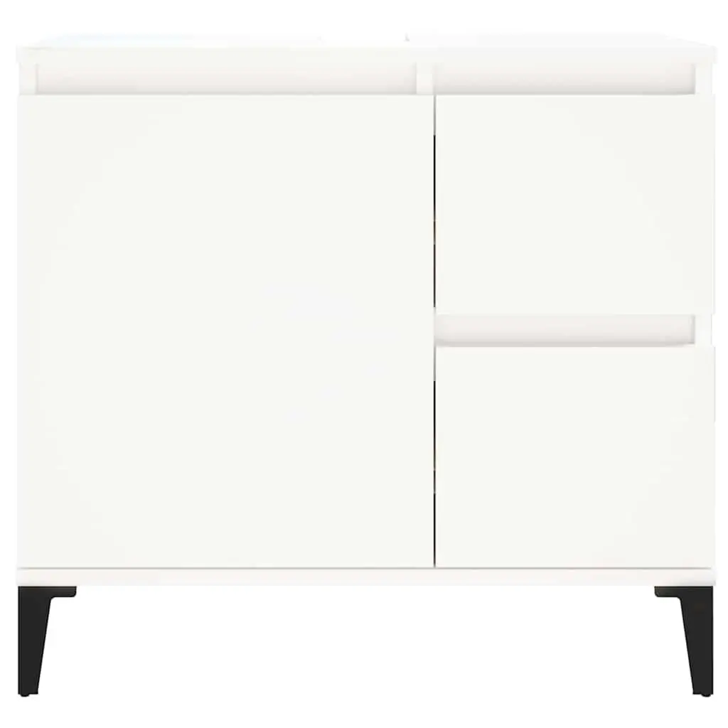 Bathroom Cabinet White Engineered Wood 65x33x60 cm Vanity Storage Unit with Drawers and Door