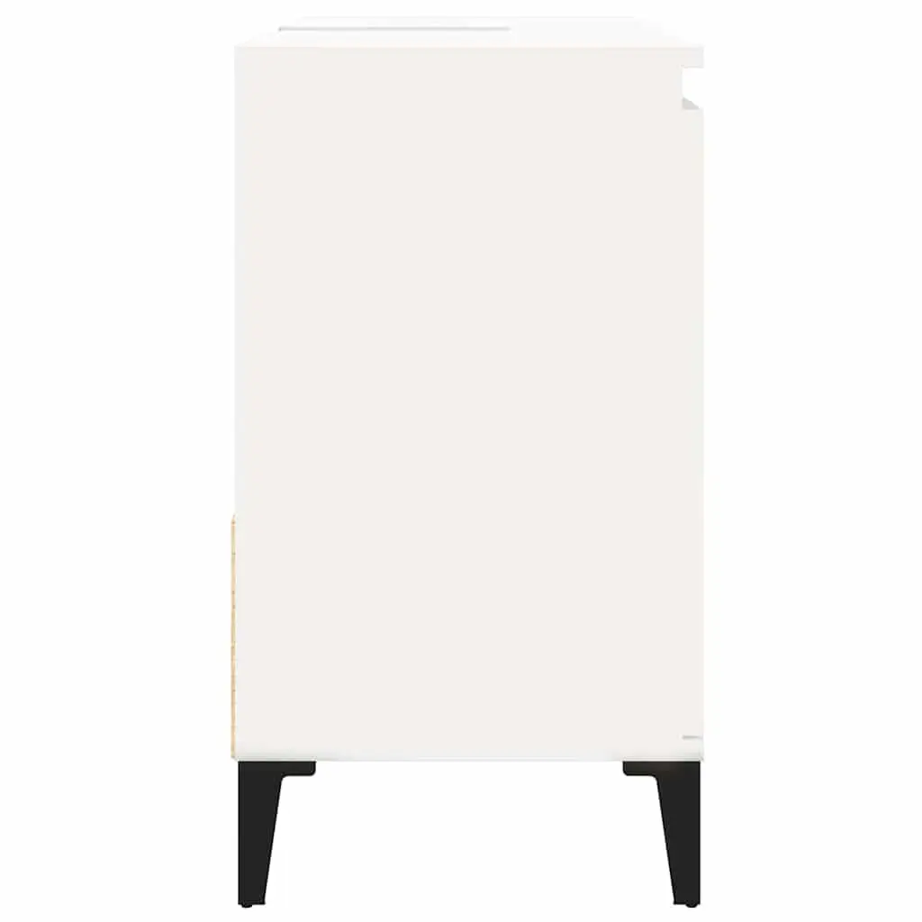 Bathroom Cabinet White Engineered Wood 65x33x60 cm Vanity Storage Unit with Drawers and Door