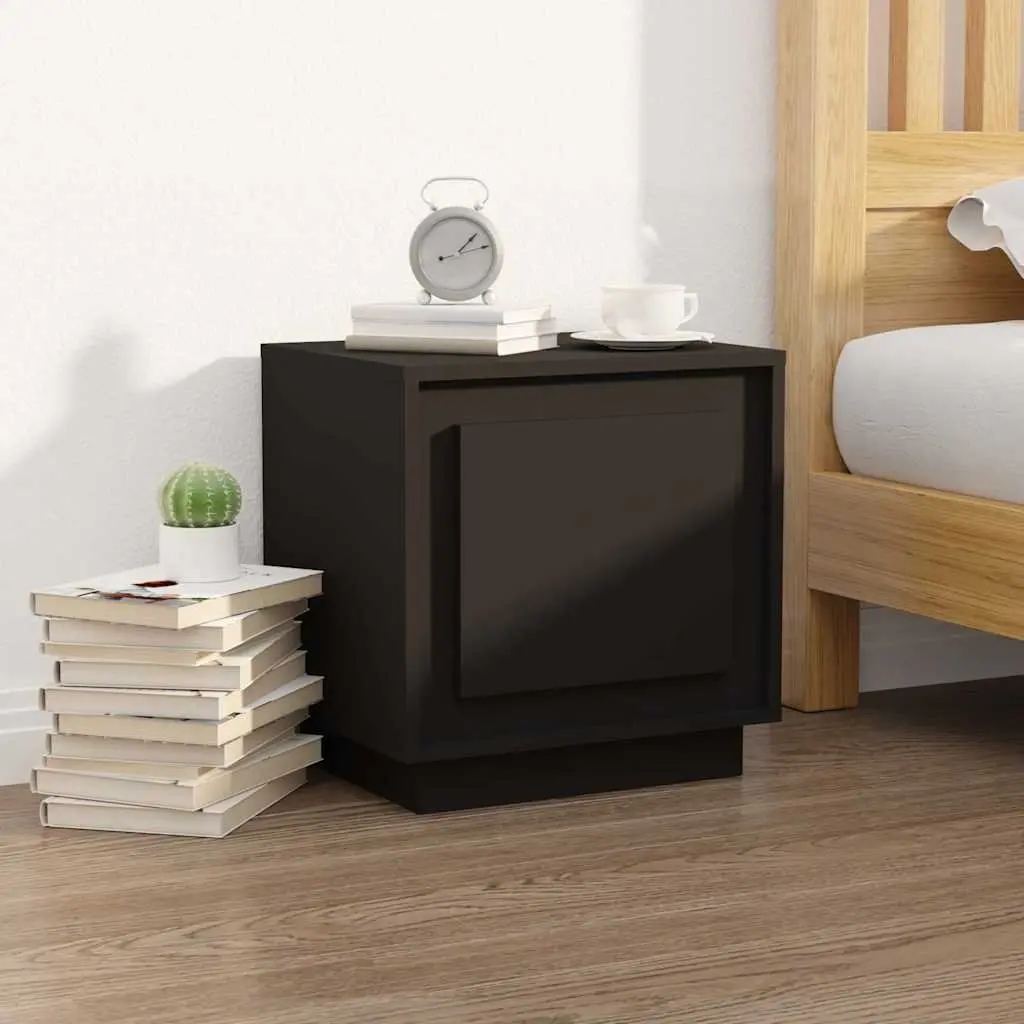 Bedside Cabinets Storage 44x35x45 cm Black Engineered Wood 2 Piece