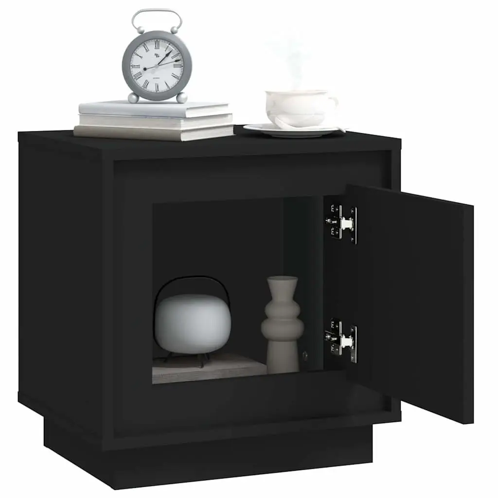 Bedside Cabinets Storage 44x35x45 cm Black Engineered Wood 2 Piece