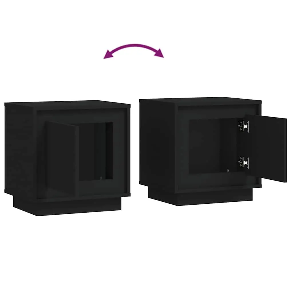 Bedside Cabinets Storage 44x35x45 cm Black Engineered Wood 2 Piece