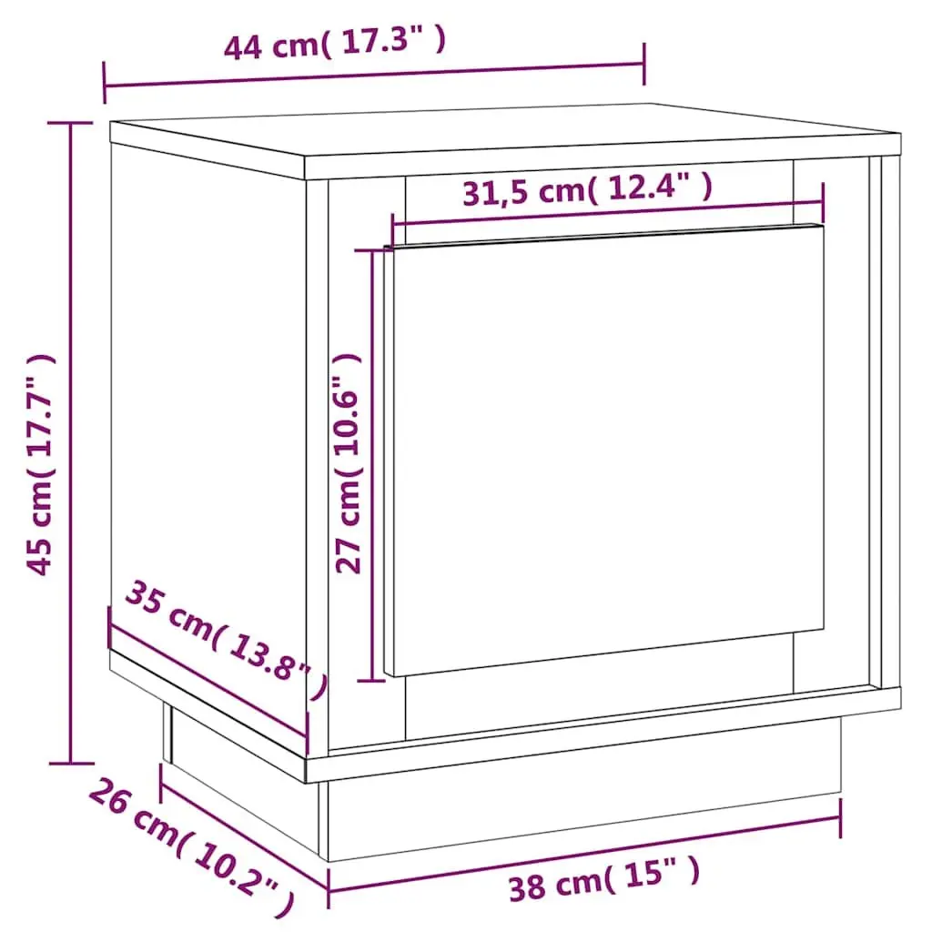 Bedside Cabinets Storage 44x35x45 cm Black Engineered Wood 2 Piece