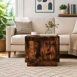 Coffee Table with Storage Door Smoked Oak Living Room Furniture Engineered Wood