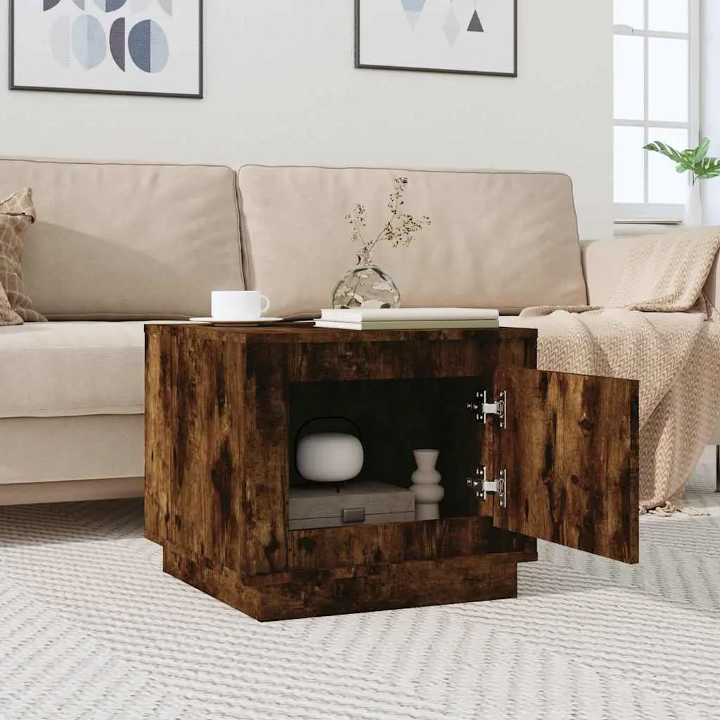 Coffee Table with Storage Door Engineered Wood Smoked Oak