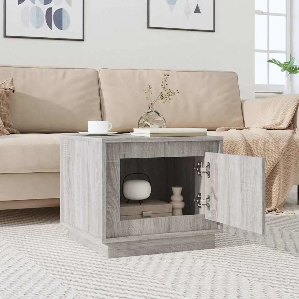 Coffee Table Grey Engineered Wood Storage Cabinet Living Room Furniture