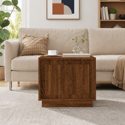 Coffee Table Brown Engineered Wood Storage Cabinet Living Room Accent Furniture