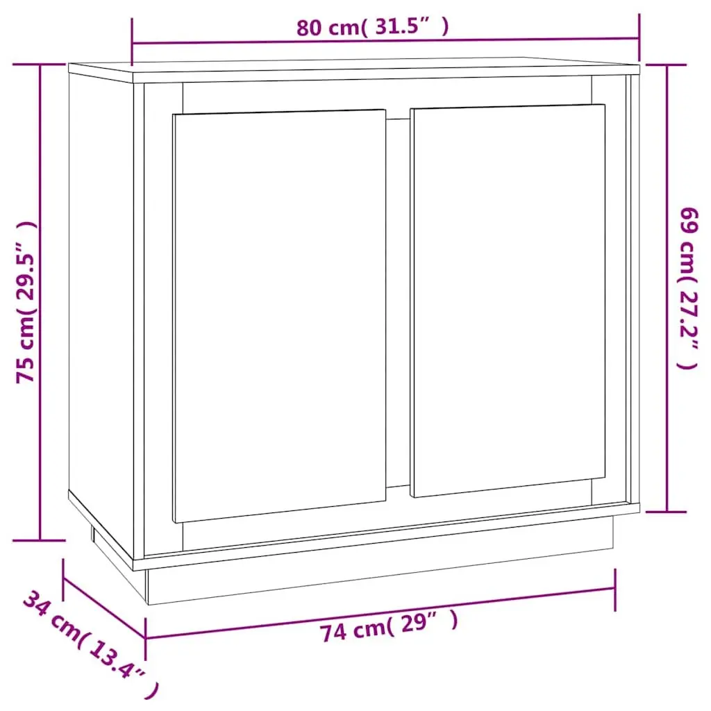 Sideboard Storage Cabinet Engineered Wood Brown 80x34x75cm