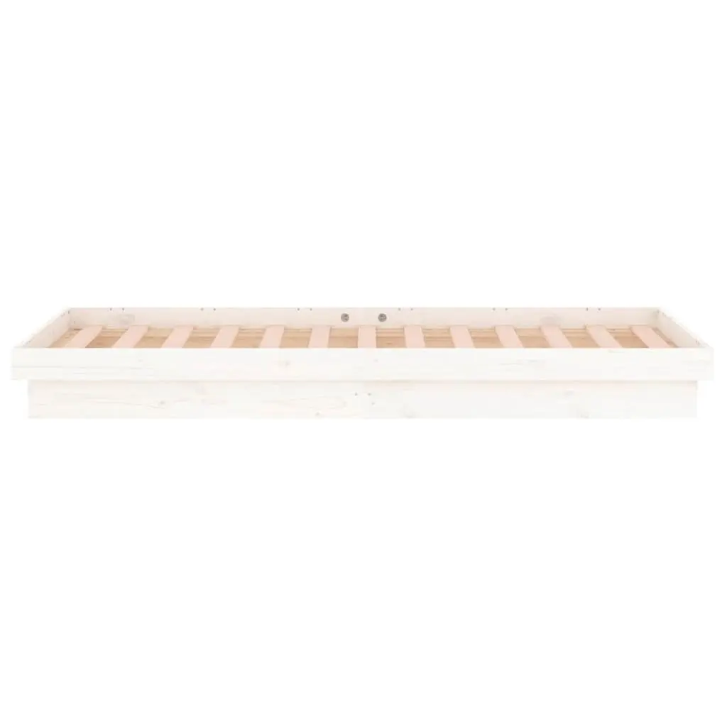 LED Bed Frame Solid Pine Wood 90x190cm White Slatted Base Remote Control Lights