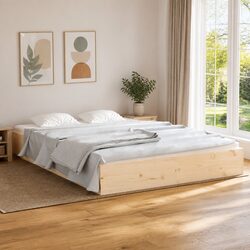 Solid Pine Wood Bed Frame 150x200cm Brown Bedroom Furniture Slatted Base King