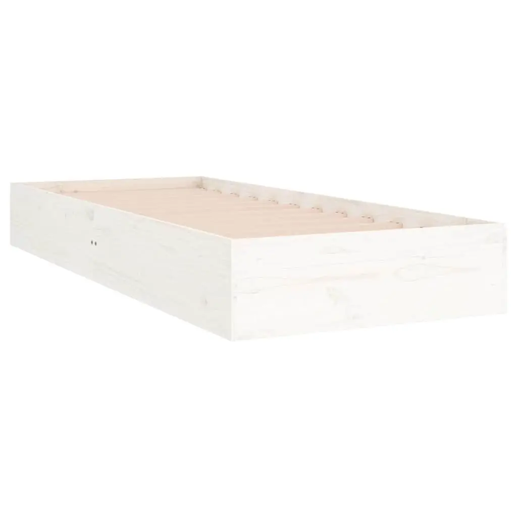 Single Bed Frame Solid Pine Wood Slatted Base 90x190 cm White Modern Bedroom