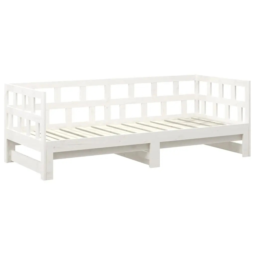 Day Bed Frame Pull-out Sofa Bed Solid Pine Wood White 2x90x190cm