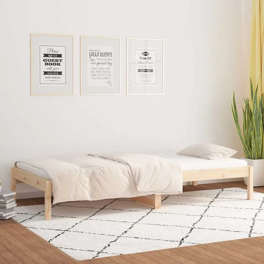 Day Bed Frame Solid Pine Wood 90x190 cm Brown Slatted Base
