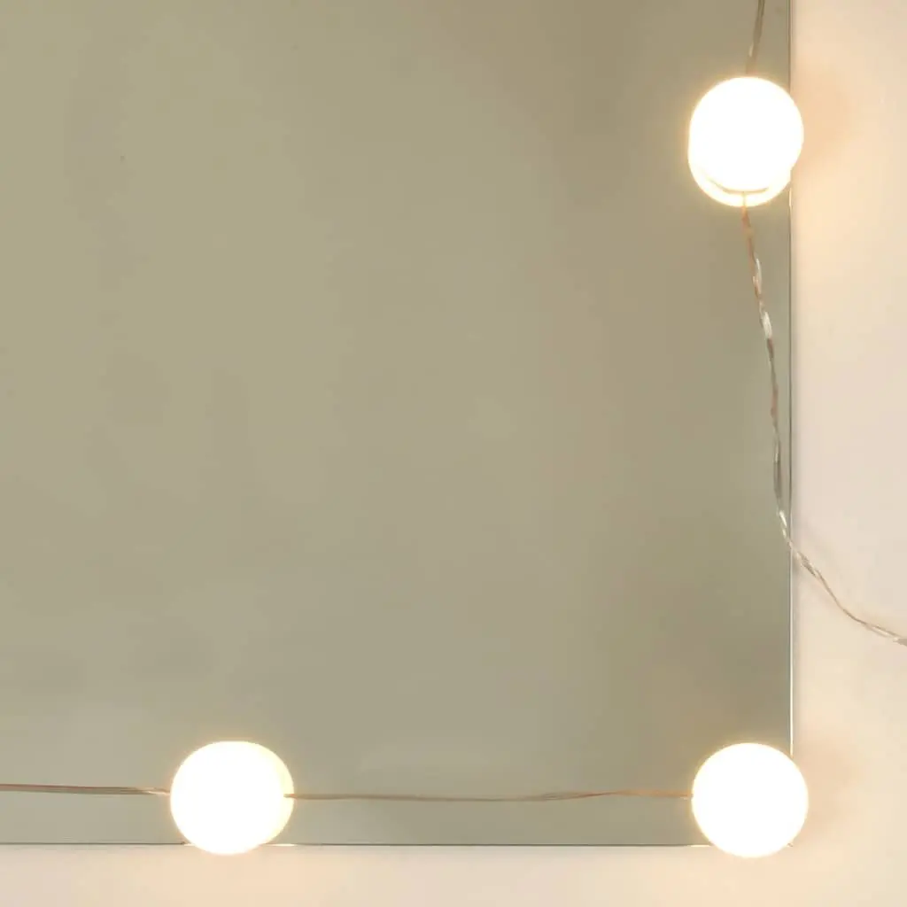 Dressing Table LED Mirror Storage Drawers Vanity Unit Brown 96W x 40D x 142H cm Engineered Wood