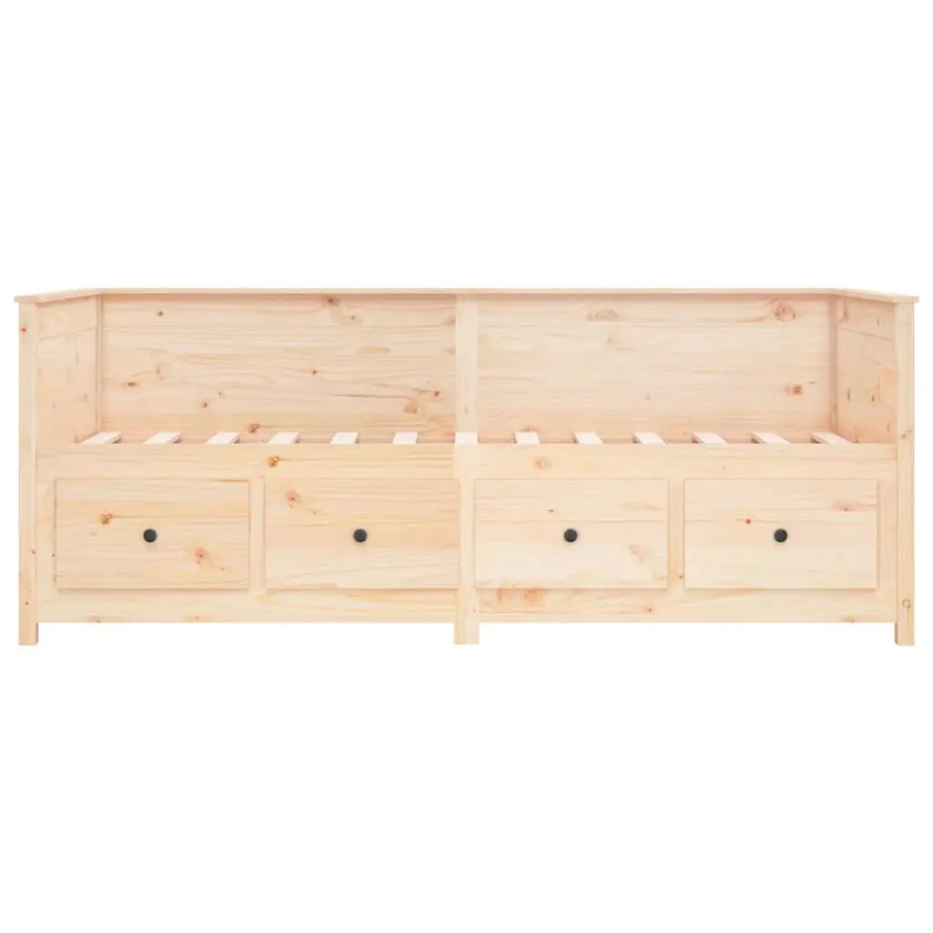 Day Bed Multifunctional Solid Pine Wood Frame 80x200 cm with Storage Drawers Brown